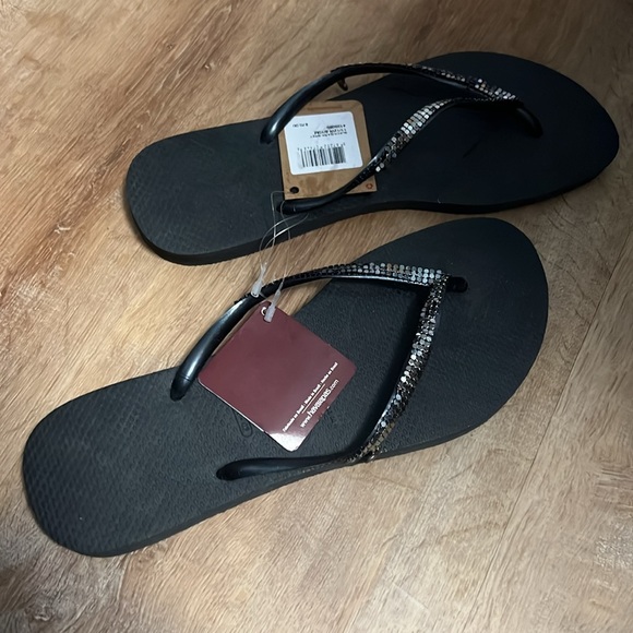 Havaianas Women's Slim Flip Flop Sandals Metal Black EU 43/44 US 11/12  BR:41/42 - Picture 3 of 5